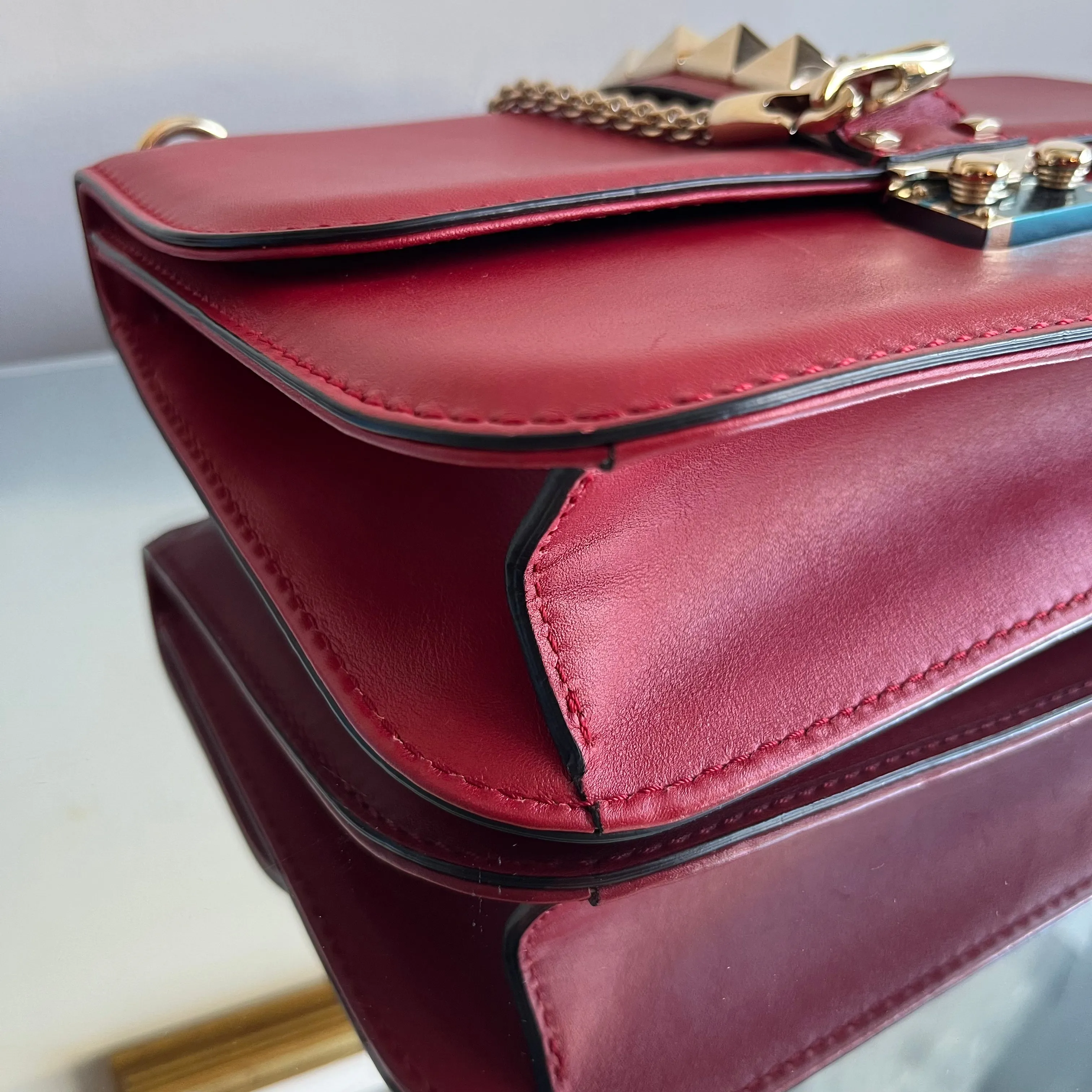 Bolsa Valentino Rockstud Em Couro Vermelho