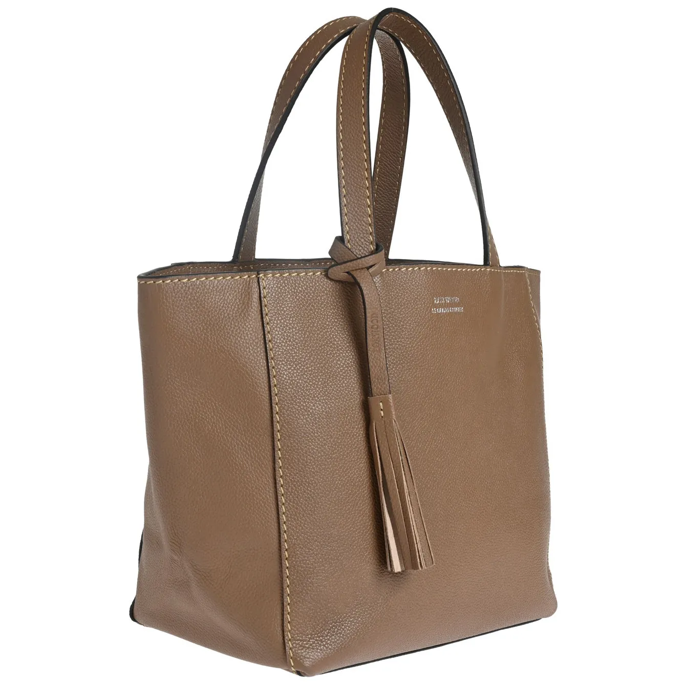 Cabas parisien Loxwood en cuir grainé - Taupe