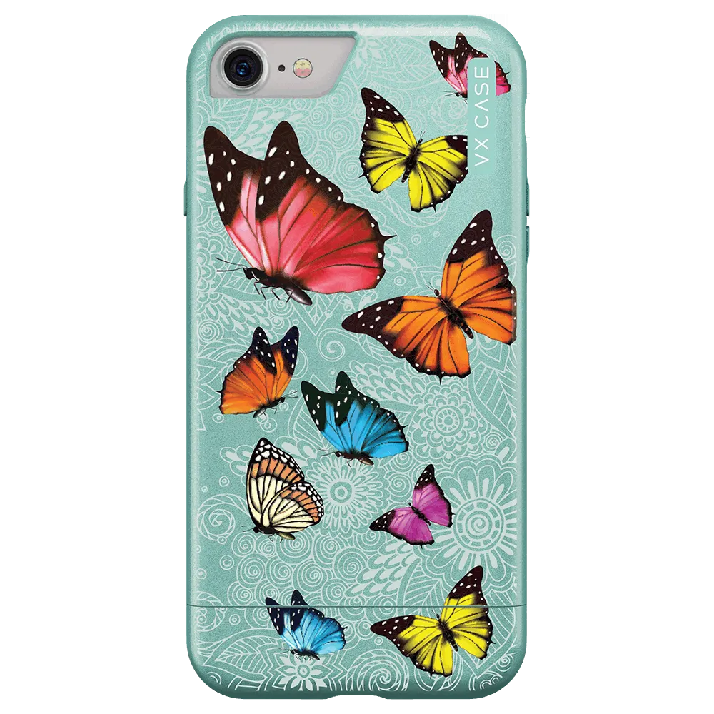 Capa Envernizada para iPhone 8 Butterfly Garden - Verde