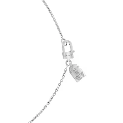 Diamant Sculptural Dangling Necklace, 18k White Gold, Arch Cut Diamond and Brilliant Diamonds