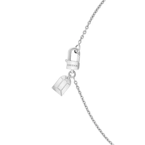 Diamant Sculptural Dangling Necklace, 18k White Gold, Arch Cut Diamond and Brilliant Diamonds