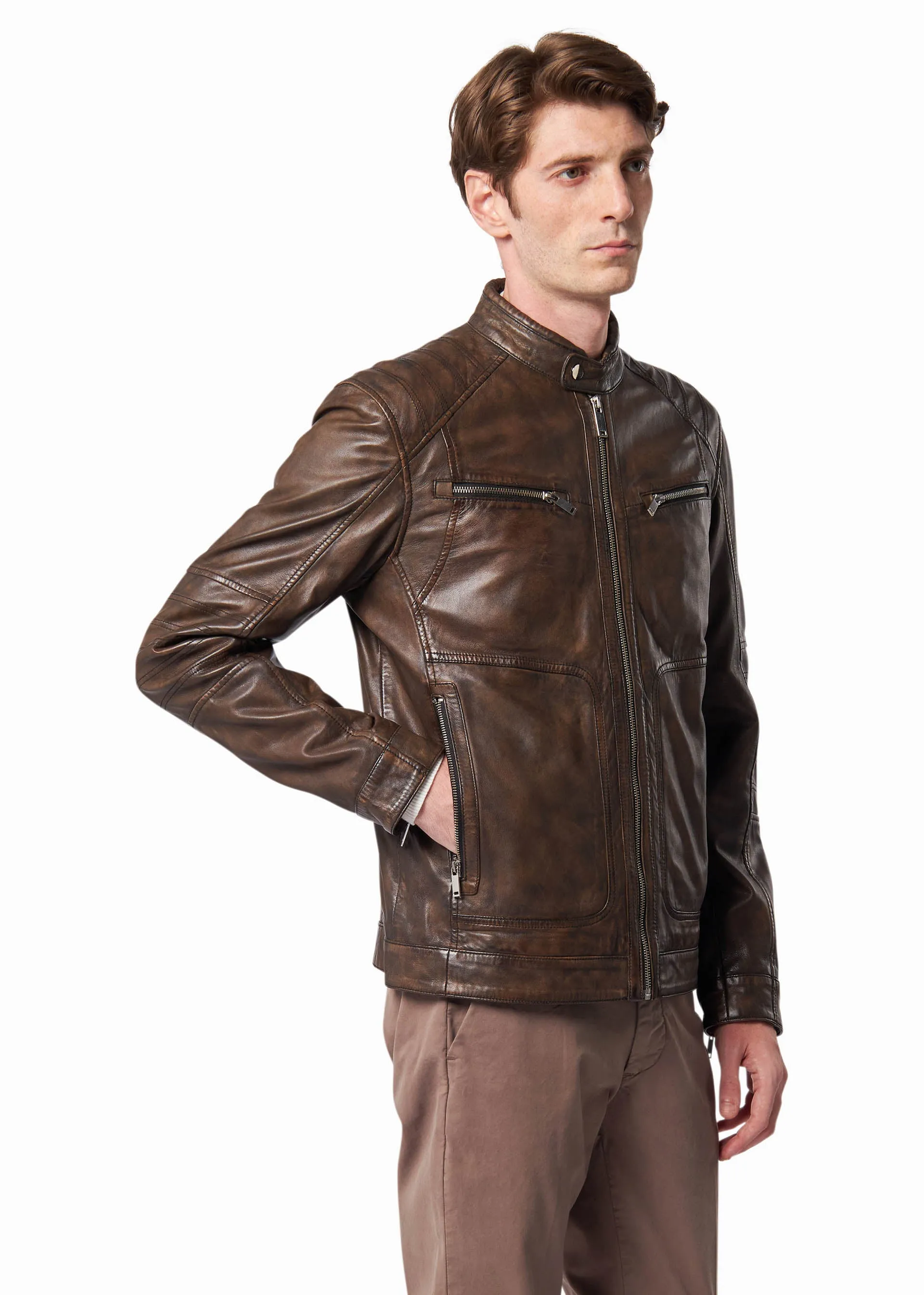 Giubbotto biker in pelle