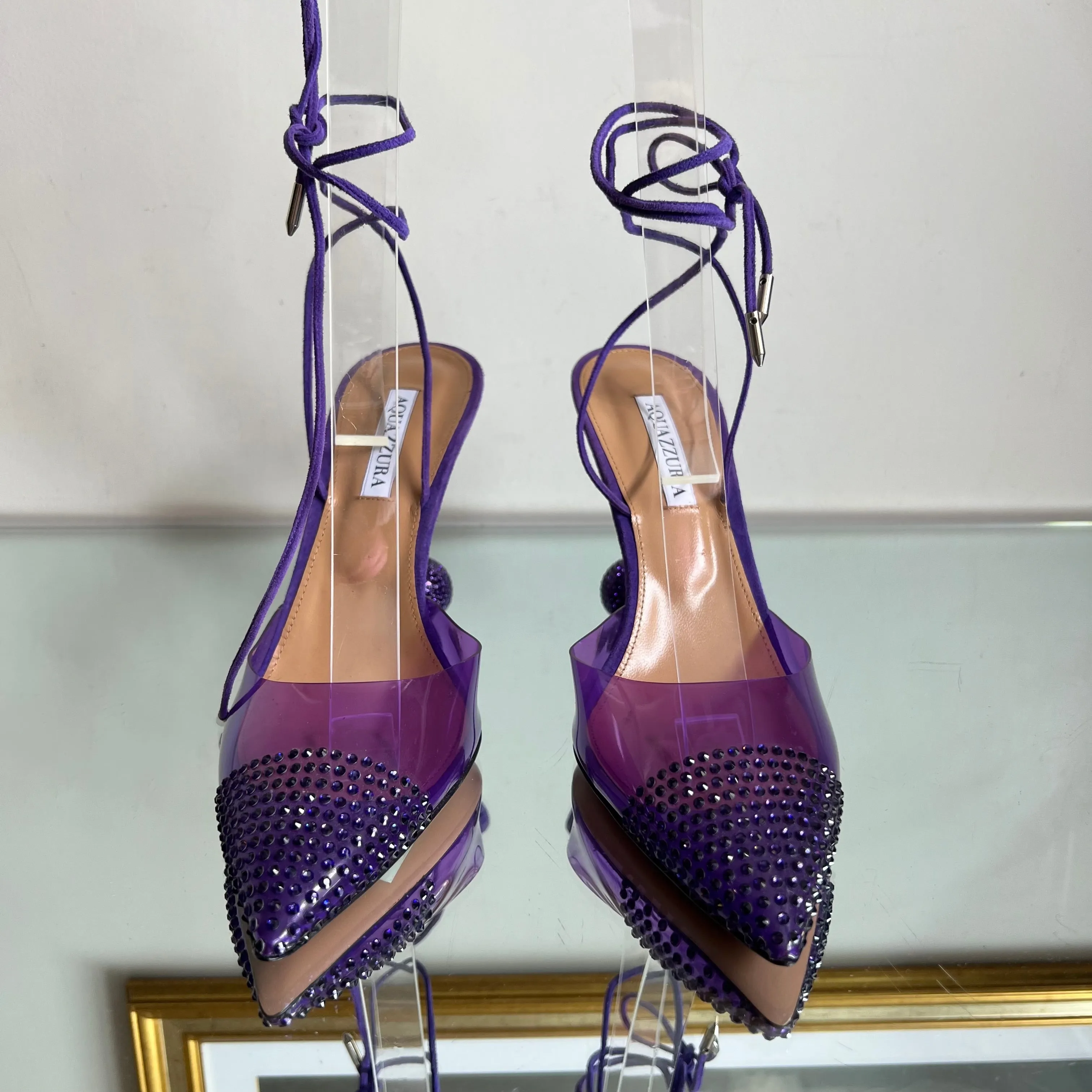 Scarpin Aquazzura Roxo Detalhe Salto