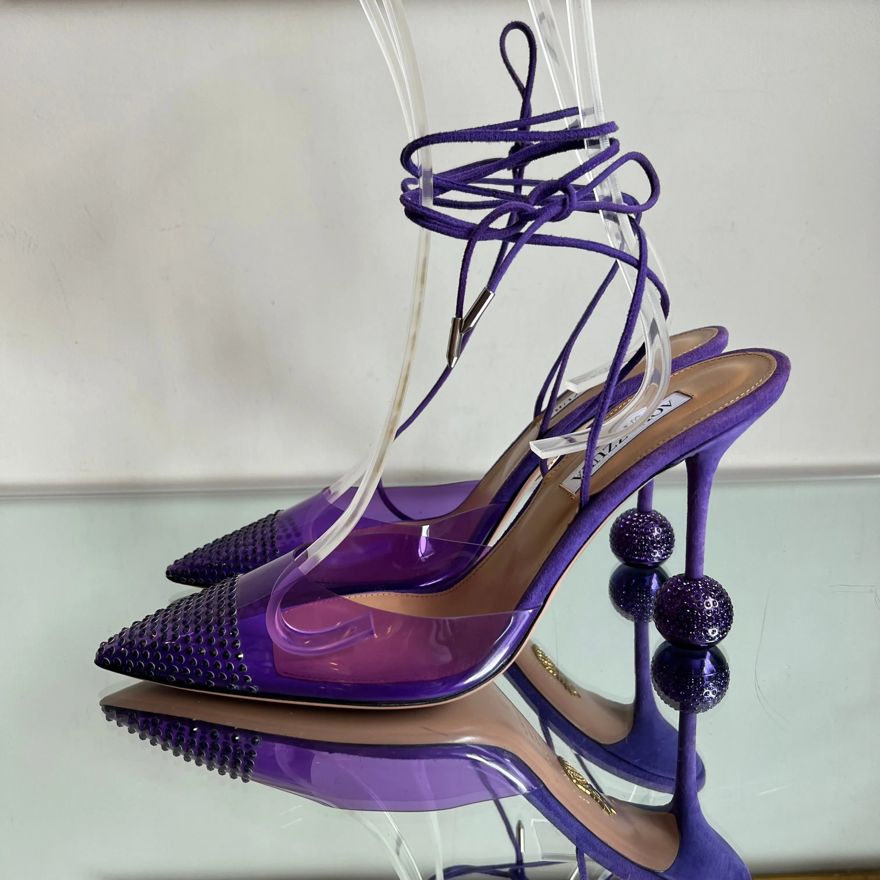 Scarpin Aquazzura Roxo Detalhe Salto