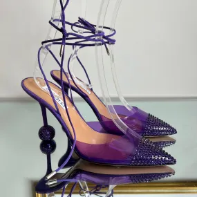 Scarpin Aquazzura Roxo Detalhe Salto