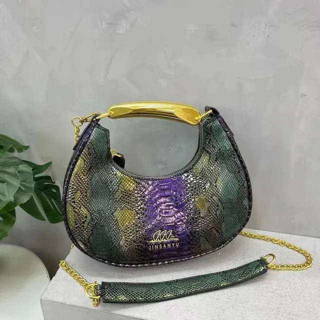 Winter Textured Crossbody Bag for Women | Retro Crocodile Pattern Underarm Bag